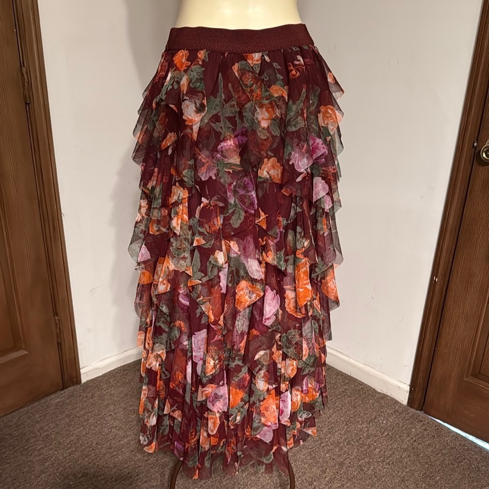 Anthropologie The Chéri Ruffled Tulle Skirt
